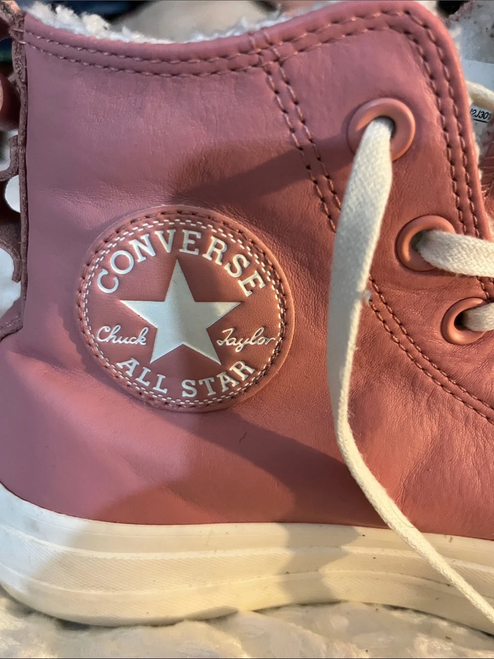 Converse Women's Pink High-Top Sneakers with Sherpa Lining